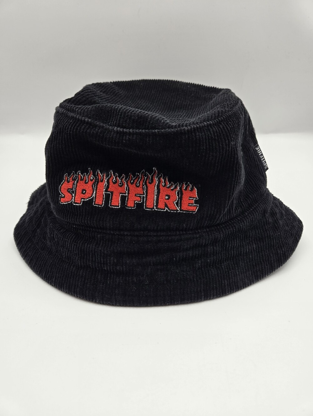Spitfire Vintage Y2K Flash Fire Black Cotton Corduroy Bucket Hat Skater Grunge